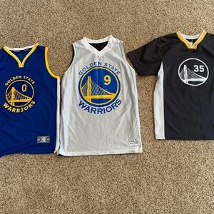 Set of Golden State Warriors jerseys (sizes youth M and XL)